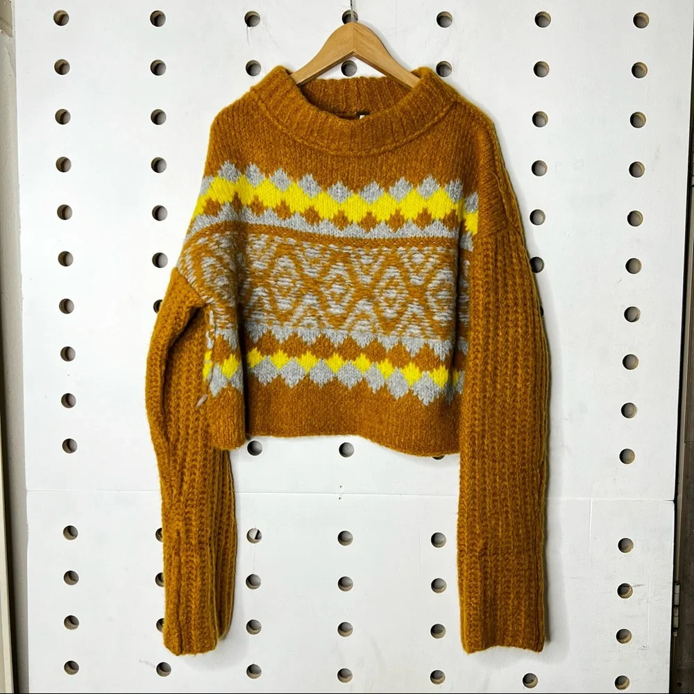NEW Free People Alpine Pullover Sweater Cinnamon Toast Large - Picture 3 of 7